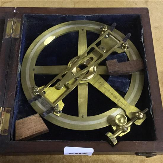 A brass ships chart plotting instrument, by Elliott Bros. London, cased